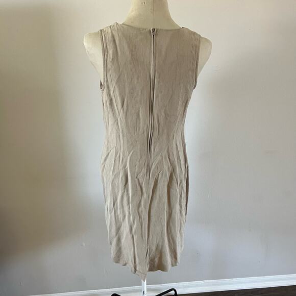 Vtg Y2K 2000s Beige Textured Sleeveless Shift Dress Wmns M/L Cottagecore - Picture 4 of 9